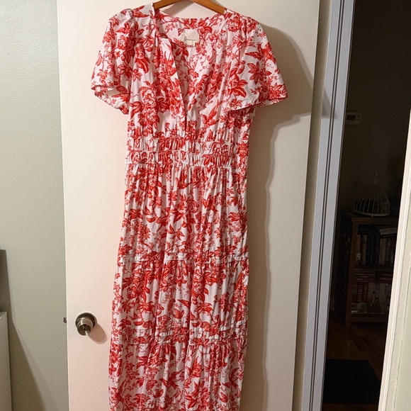 Anthropologie Somerset Maxi dress in Red and White floral pattern. - Picture 3 of 6